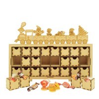 Laser Cut Christmas Rectangle 24 Drawers Advent Calendar Drawers with Christmas Train